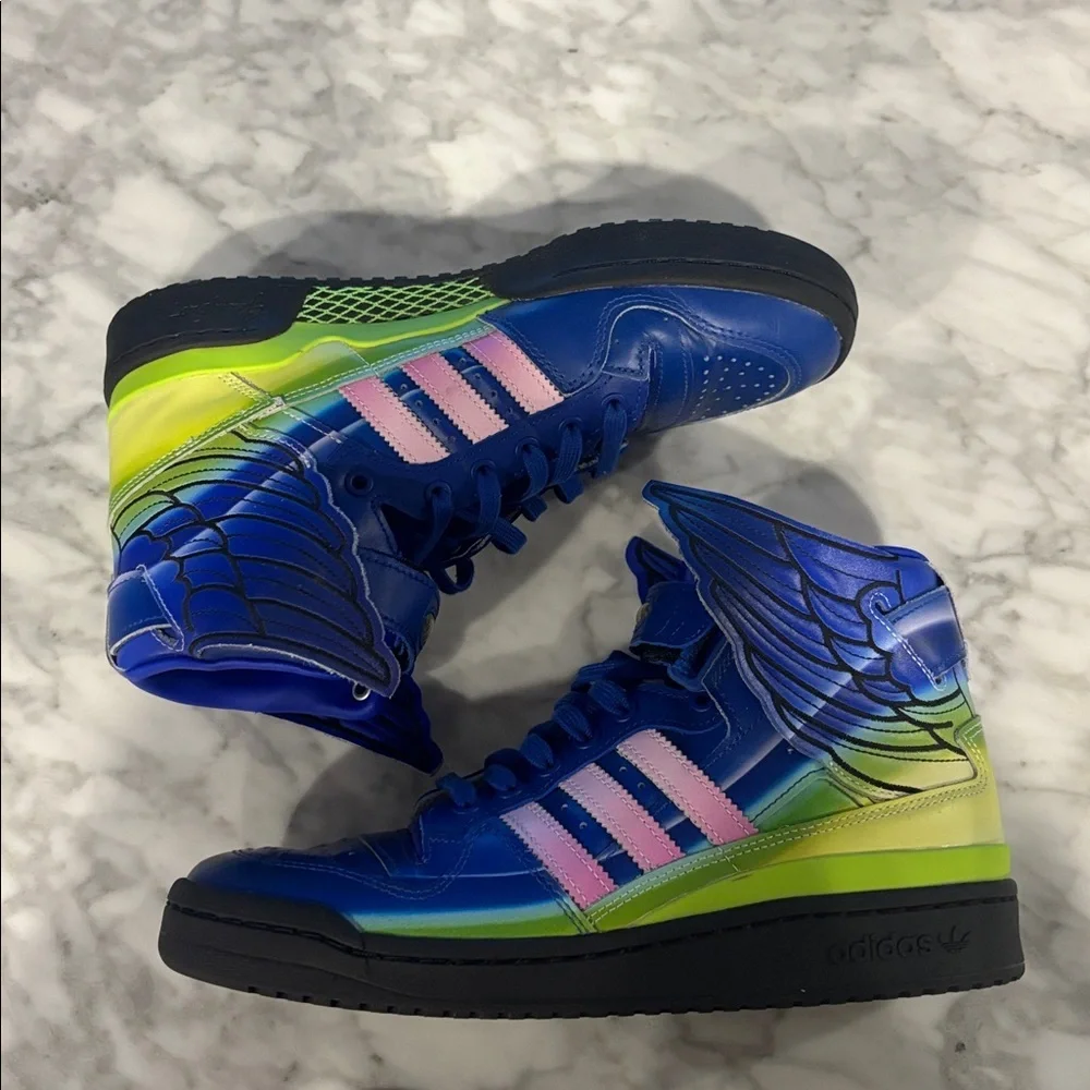 Adidas x Jeremy Scott men’s Blue and Pink Sneakers with Wings